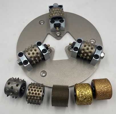 270mm HTC Floor Grinders Bush Hammer Plates With Triple Rollers For Floor Preparation Coating Removal Expose Large Aggregate Stone Anti-Slip Finishes