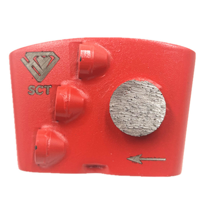 HTC EZ Change Slide On Triple Half Round PCDs Plus Single Diamond Button For Concrete Terrazzo Floor Preparation Thick Coating Glue Removal