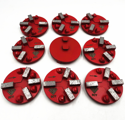 3'' STI Prepmaster Double Integrated Pins EG Change System Floor PreparatIon Damaged Floor Coverings Removal PCD Pucks W/ Four Full Round Pcds And Four Protection Diamond Bars