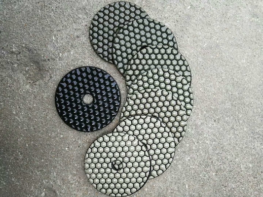 5'' 125mm Honeycomb Velcro Backed Concrete Terrazzo Marble Granite Engineered Stone Resin Bond Diamond Dry Polishing Pads For Handheld Electric Angle Grinders or Air Grinders